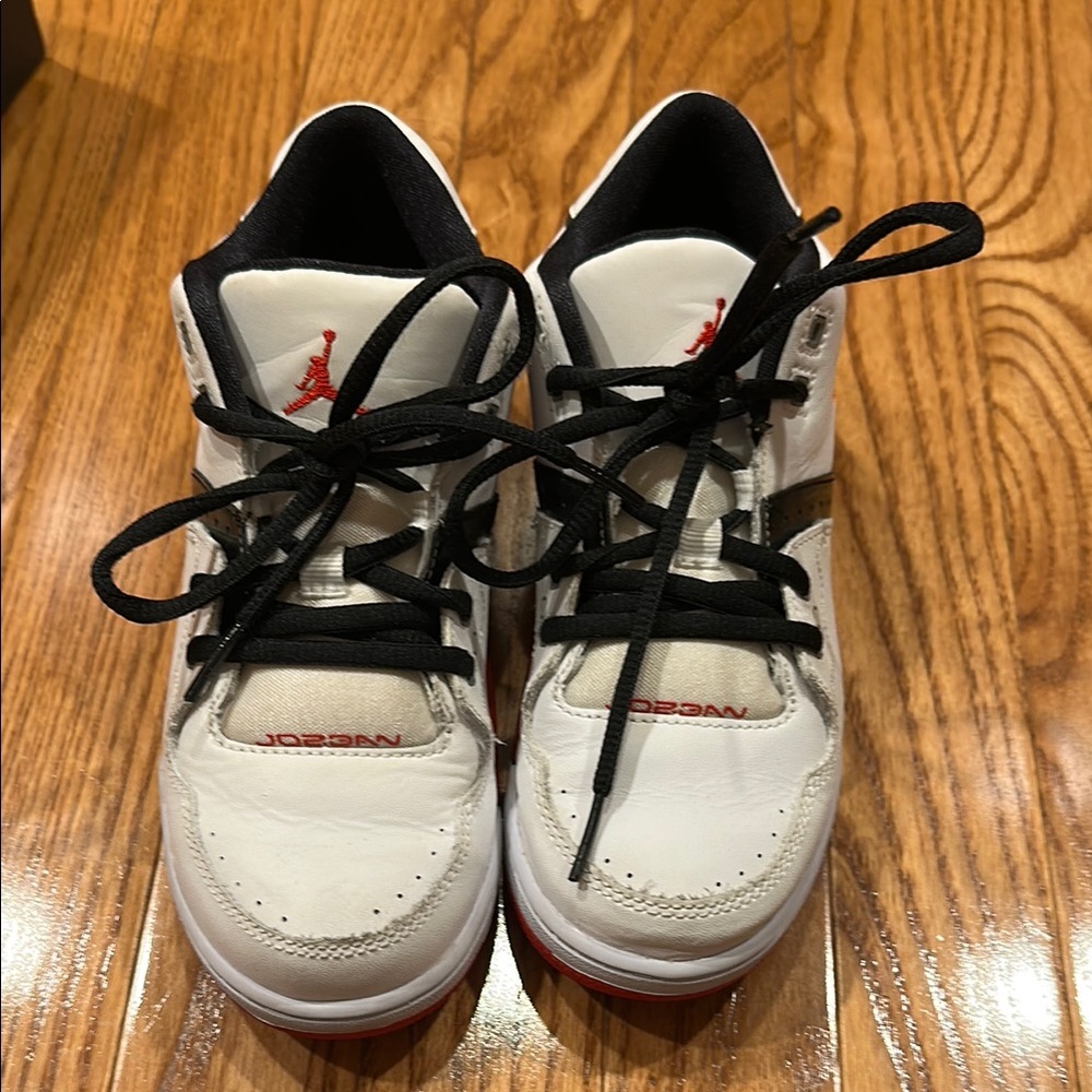 Jordan Nike 2Y Kids White, Black, and Red Sneakers